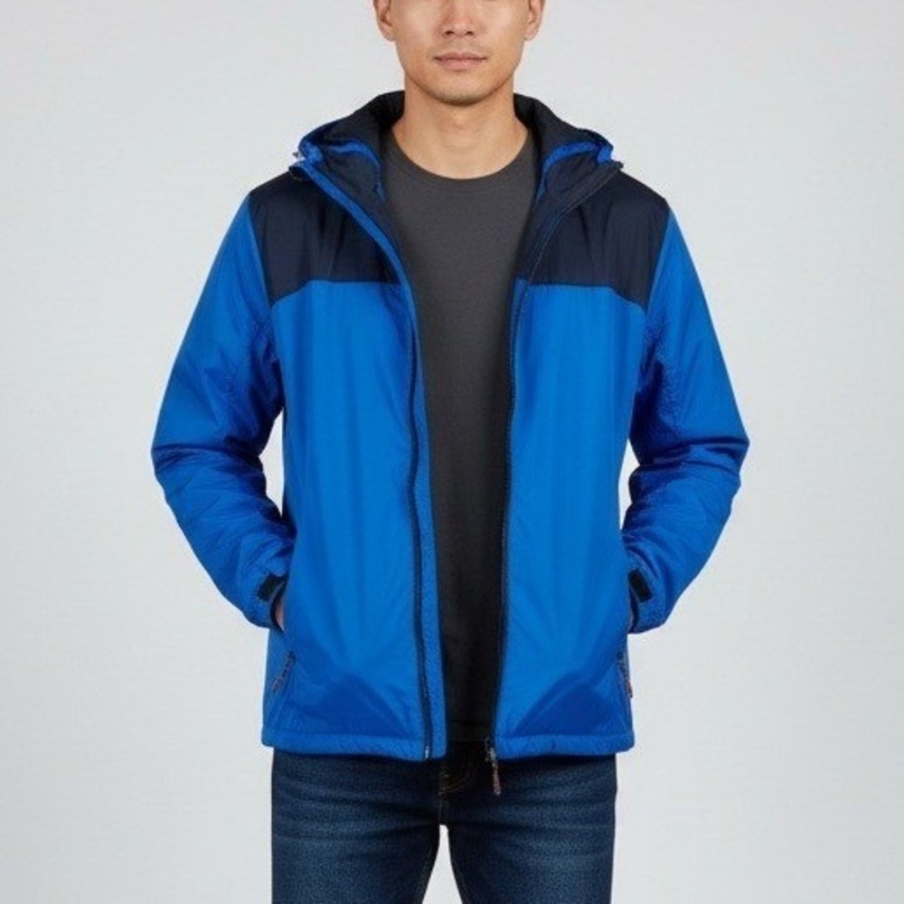 Hawke & Co Sport Men's Blue Hooded Windbreaker Jacket Size Small Performance